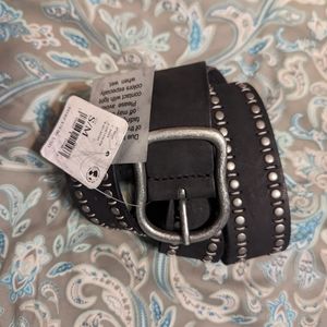 Black Nwt Free people leather belt with silver